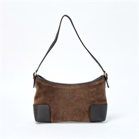 【原宿店限定】LOEWE アナグラム ショルダーバッグ ブラウン ゴールド スエード