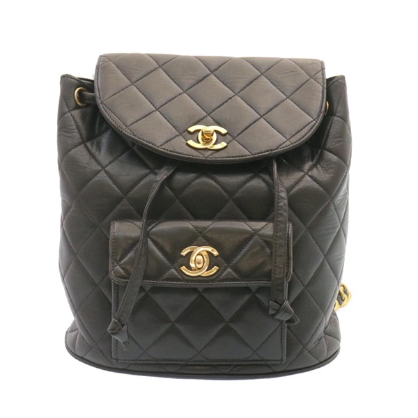 【原宿店限定】シャネル CHANEL バックパック マトラッセ レザー ブラック ゴールドトーン レディース ar4662AM