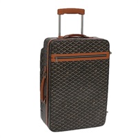 【原宿店限定】ゴヤール GOYARD トロリー PM スーツケース ヘリンボーン PVCキャンバス ブラウン レディース mr552AM