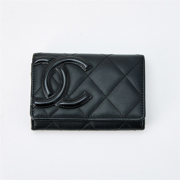 【原宿店限定】CHANEL カンボン 2014年 カードケース ブラック ラムスキン
