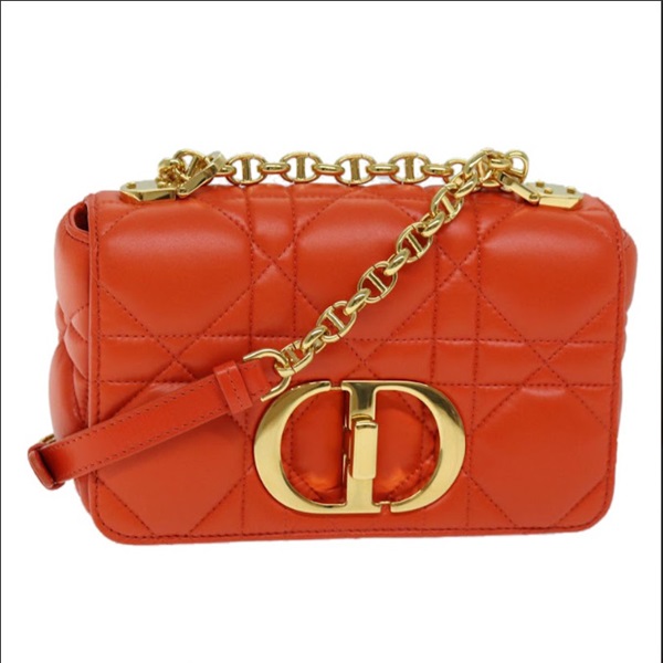 【原宿店限定】クリスチャンディオール Christian Dior ショルダーバッグ カナージュ レザー オレンジ レディース 71576SAM