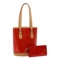 【原宿店限定】LOUIS VUITTON バケットPM ショルダーバッグ モノグラムヴェルニ レッド M42238 レディース 22324SM