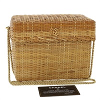 【原宿店限定】シャネル CHANEL ショルダーバッグ 籠 チェーン レザー ラタン ベージュ レディース 31932SM