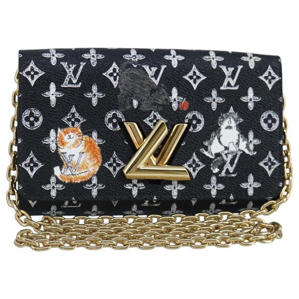 【原宿店限定】ルイ・ヴィトン LOUIS VUITTON ポルトフォイユ ツイストチェーン 財布 モノグラム キャット ブラック M63888 レディース 97021SM