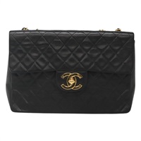 【原宿店限定】シャネル CHANEL ショルダーバッグ デカマトラッセ34 シングルフラップ  チェーン ラムスキン ブラック ゴールド レディース nb349AM