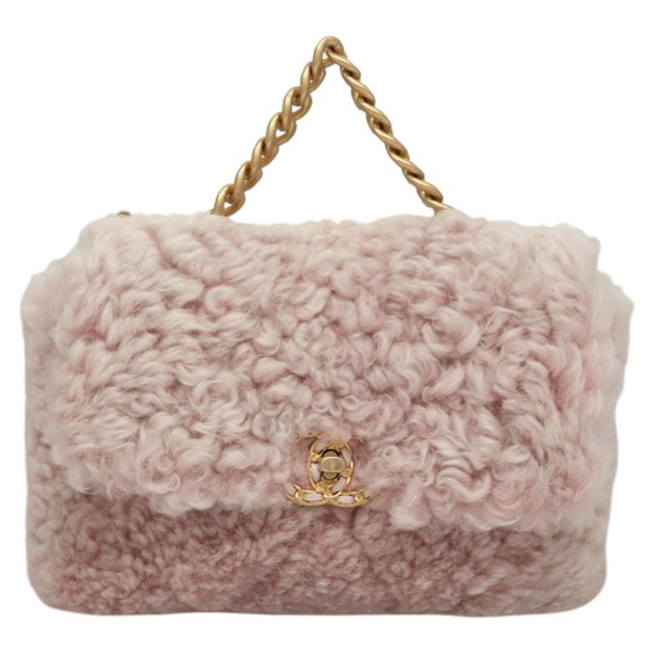 【原宿店限定】シャネル CHANEL ショルダーバッグ シアリング チェーン CHANEL19 ムートン 2way ピンク M95573 レディース 116258AM