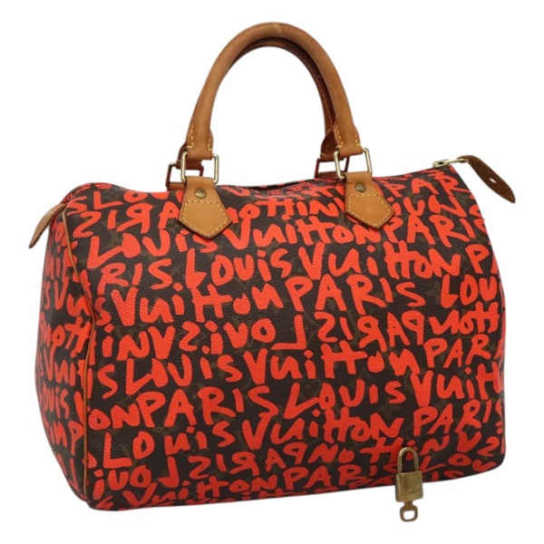 【原宿店限定】ルイ・ヴィトン LOUIS VUITTON スピーディ30 ハンドバッグ モノグラムグラフィティ オレンジ M93705 レディース BD154AM