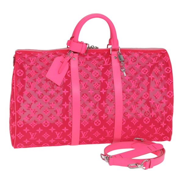【原宿店限定】ルイ・ヴィトン LOUIS VUITTON キーポルバンドリエール50 ボストンバッグ モノグラムメッシュ ピンク M45048 レディース 83745SM