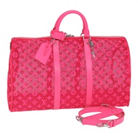 【原宿店限定】ルイ・ヴィトン LOUIS VUITTON キーポルバンドリエール50 ボストンバッグ モノグラムメッシュ ピンク M45048 レディース 83745SM
