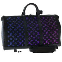 【原宿店限定】ルイ・ヴィトン LOUIS VUITTON キーポルバンドリエール50 ボストンバッグ モノグラムライトアップ ジャガード ブラック M44770 レディース 32711SM