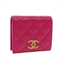 【原宿店限定】シャネル CHANEL 財布 ラムスキン ピンク ゴールド レディース 94678AM