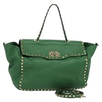 【原宿店限定】ヴァレンティノ VALENTINO ハンドバッグ スタッズ レザー 2way グリーン ゴールド レディース BA1659V