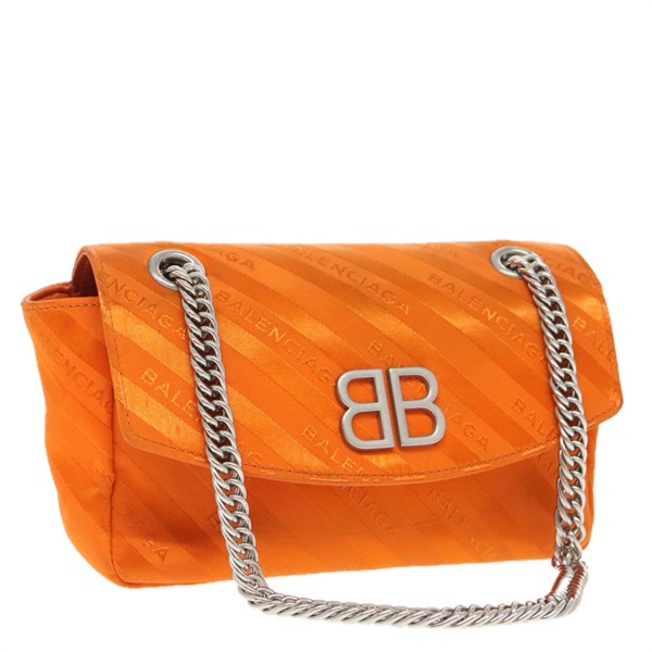 【原宿店限定】バレンシアガ BALENCIAGA ショルダーバッグ チェーン BBラウンド ナイロン オレンジ 501681 レディース bs19960V