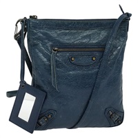 【原宿店限定】バレンシアガ BALENCIAGA ショルダーバッグ クラシックフラット レザー ブルー レディース bs24746