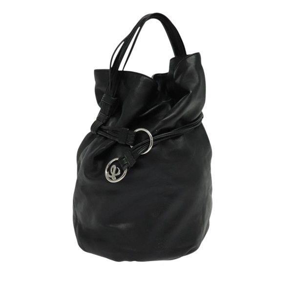 【原宿店限定】ロエベ LOEWE ハンドバッグ アナグラム レザー ブラック シルバー レディース yk17932V