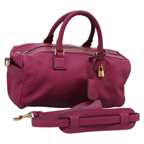 【原宿店限定】ロエベ LOEWE ボストンバッグ アマソナ ミニ レザー 2way ピンク ゴールド レディース ki5532V