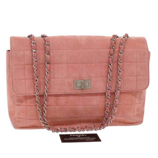 【原宿店限定】シャネル CHANEL ショルダーバッグ チョコバー チェーン スエード ピンク レディース bs7084