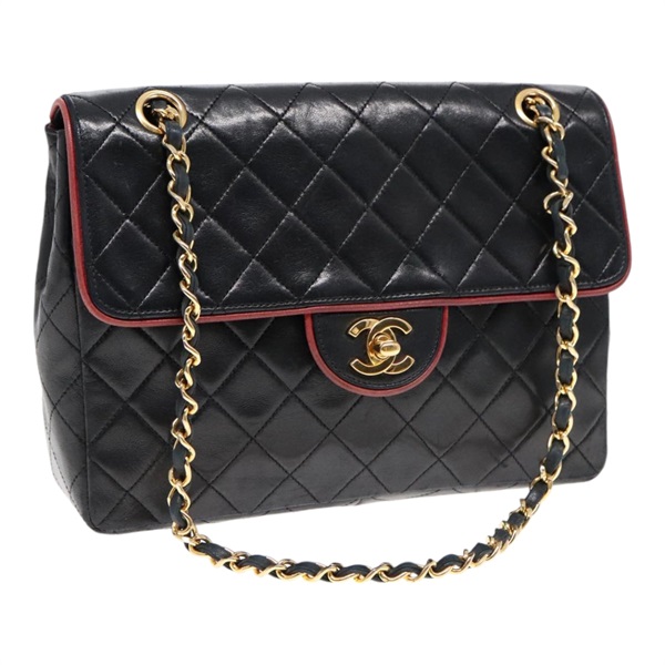 【原宿店限定】シャネル CHANEL ハンドバッグ マトラッセ ターンロック チェーン ラムスキン ブラック ゴールド レディース yk15038V
