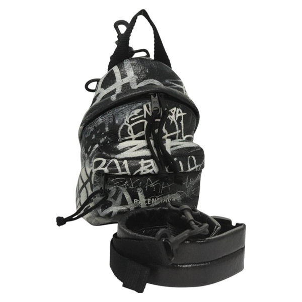 【原宿店限定】バレンシアガ BALENCIAGA ショルダーバッグ グラフィティ　エクスプローラー　ミニショルダーバッグ レザー ブラック ホワイト 656060 レディース ar13602V