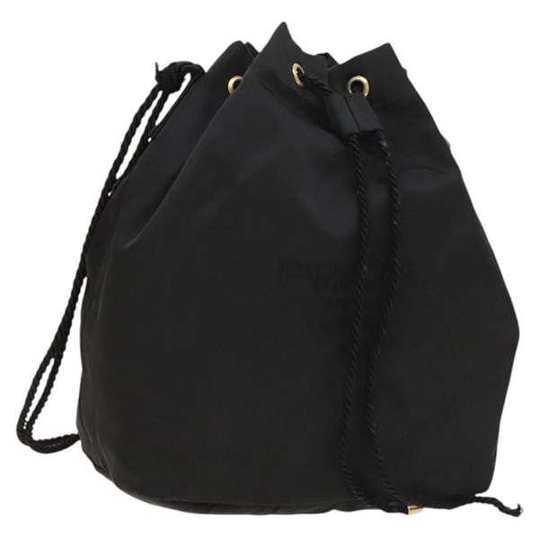 【原宿店限定】プラダ PRADA ショルダーバッグ ナイロン ブラック ゴールド レディース yk18197V