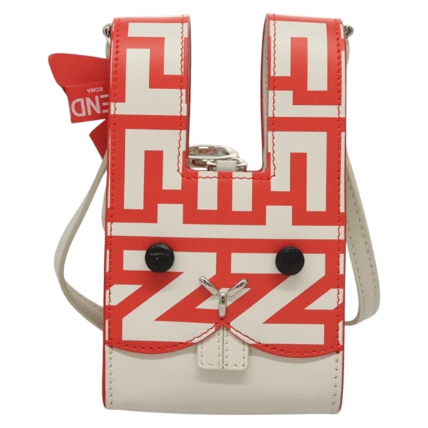 【原宿店限定】FENDI ショルダーバッグ バニー マークジェイコブスコラボ レザー ホワイト レッド レディース BD1711AM