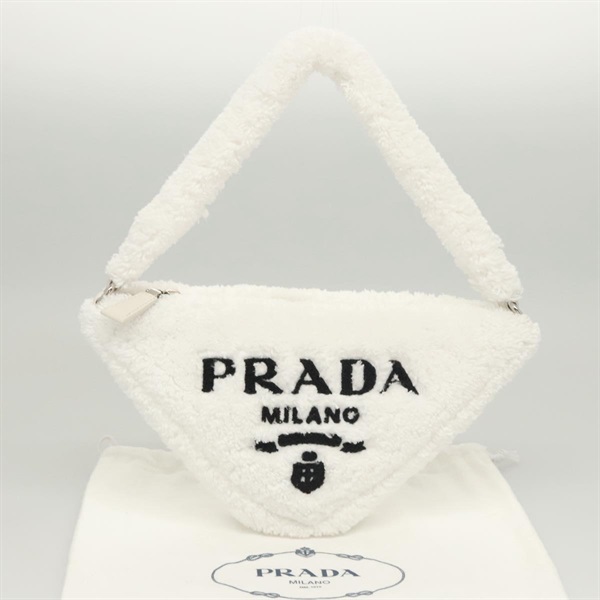【原宿店限定】PRADA ショルダーバッグ パイル ホワイト シルバー レディース MX183AM