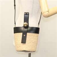 【原宿店限定】ロエベ LOEWE ハンドバッグ ストロー レザー 2way ベージュ ブラック レディース BA1116SM
