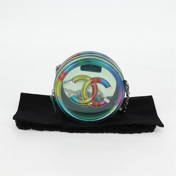 【原宿店限定】シャネル CHANEL ショルダーバッグ CC フィリグリー チェーン ビニール シルバー レディース 116287AM
