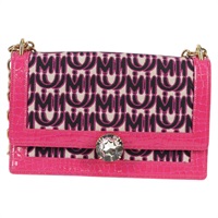 【原宿店限定】ミュウ ミュウ Miu Miu ショルダーバッグ チェーン キャンバス レザー 2way ピンク ゴールド レディース 120964AM