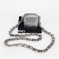 【原宿店限定】シャネル CHANEL ショルダーバッグ マトラッセ チェーン ラムスキン シルバー レディース MX038AM