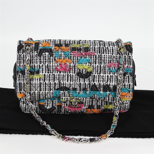 【原宿店限定】シャネル CHANEL ショルダーバッグ マトラッセ チェーン ツイード レザー ホワイト シルバー レディース 116419SM