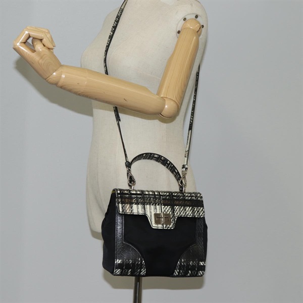 【原宿店限定】プラダ PRADA ハンドバッグ ナイロン レザー 2way ブラック シルバー レディース 116542AM