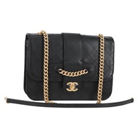 【原宿店限定】シャネル CHANEL ショルダーバッグ マトラッセ チェーン レザー ブラック ゴールド レディース 118140AM