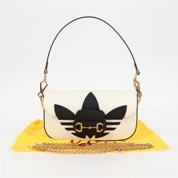 【原宿店限定】グッチ GUCCI ハンドバッグ アディダスコラボ ホースビット レザー 2way ホワイト ゴールド 722009 ボーイズ ac3794AM