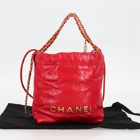 【原宿店限定】シャネル CHANEL ハンドバッグ シャネル 22 マトラッセ  チェーン レザー 2way レッド ゴールド レディース MX106SM