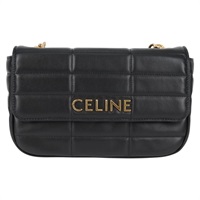 【原宿店限定】セリーヌ CELINE ショルダーバッグ チェーン レザー ブラック ゴールド レディース nb466M