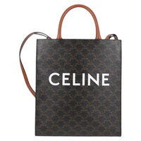 【原宿店限定】セリーヌ CELINE バーティカル カバ  ショルダーバッグ トリオンフ PVCレザー ブラック ゴールド レディース nb491M