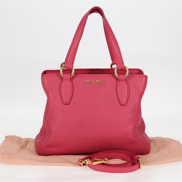 【原宿店限定】ミュウ ミュウ Miu Miu ハンドバッグ レザー 2way ピンク ゴールド レディース sw401M