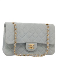 【原宿店限定】シャネル CHANEL ショルダーバッグ マトラッセ チェーン スエード ライトブルー ゴールド レディース 106433AV