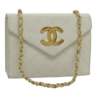 【原宿店限定】シャネル CHANEL ショルダーバッグ マトラッセ デカココマーク チェーン ラムスキン ホワイト ゴールド レディース yk15609AV