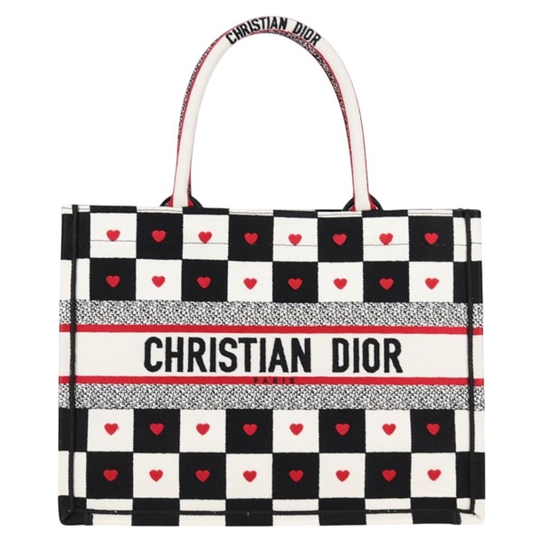 【原宿店限定】クリスチャンディオール Christian Dior ディオール アムール ブックトート トートバッグ キャンバス ブラック ホワイト レディース nb482M
