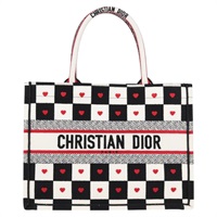 【原宿店限定】クリスチャンディオール Christian Dior ディオール アムール ブックトート トートバッグ キャンバス ブラック ホワイト レディース nb482M