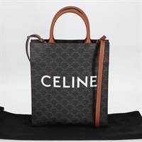 【原宿店限定】セリーヌ CELINE バーティカル カバ トートバッグ トリオンフ PVCレザー ブラック ゴールド レディース nb490M