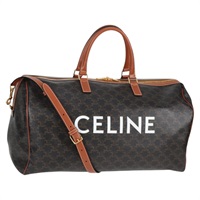 【原宿店限定】セリーヌ CELINE ボストンバッグ トリオンフ PVCレザー 2way ブラック ゴールド レディース nb467M