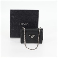 【原宿店限定】プラダ PRADA カードケース チェーン サフィアーノレザー ブラック レディース sw390AM