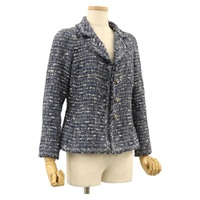 【原宿店限定】シャネル CHANEL 上着 ジャケット34 ツイード 34 ブルー レディース BA1352AM
