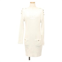 【原宿店限定】シャネル CHANEL シャツ ワンピース ニット ホワイト レディース BA1351AM