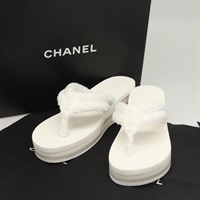 【原宿店限定】シャネル CHANEL サンダル ビーチサンダル コットン 39C ホワイト レディース BA1259AM