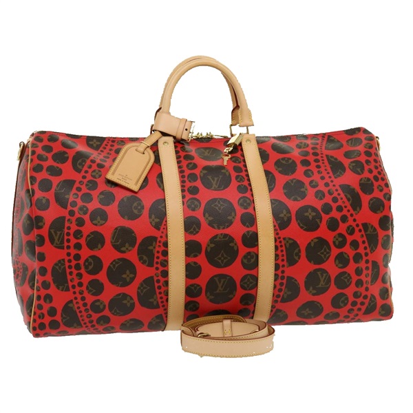 【原宿店限定】ルイ・ヴィトン LOUIS VUITTON キーポルバンドリエール55 ボストンバッグ モノグラム 草間彌生 レッド M40695 レディース 30515SV