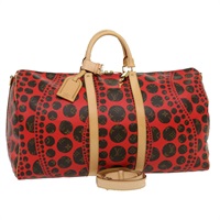 【原宿店限定】ルイ・ヴィトン LOUIS VUITTON キーポルバンドリエール55 ボストンバッグ モノグラム 草間彌生 レッド M40695 レディース 30515SV